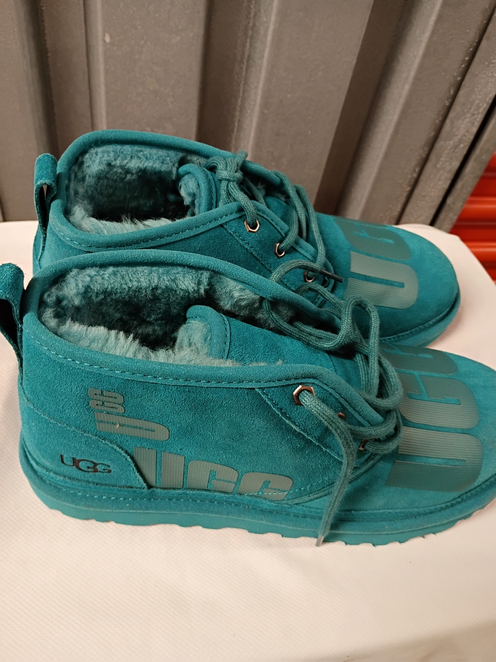 UGG Teal Suede Lace-Up Shearling Boot